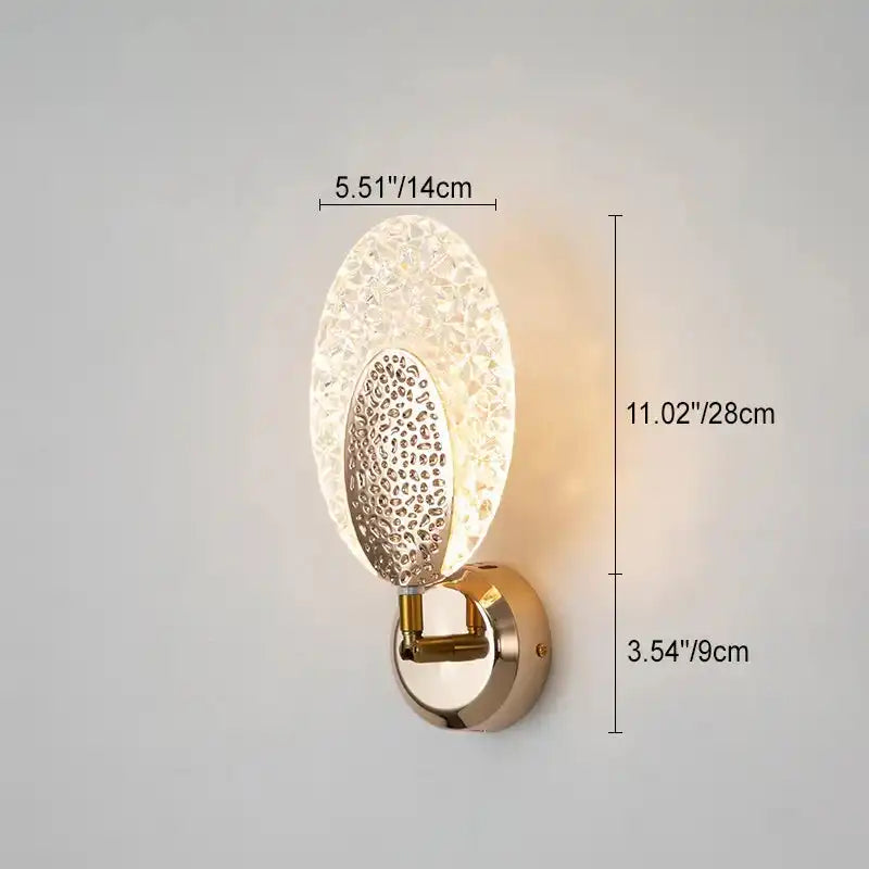 HDC Modern Luxury Gold Oval Acrylic Shade LED Wall Sconce Lamp For Bedroom