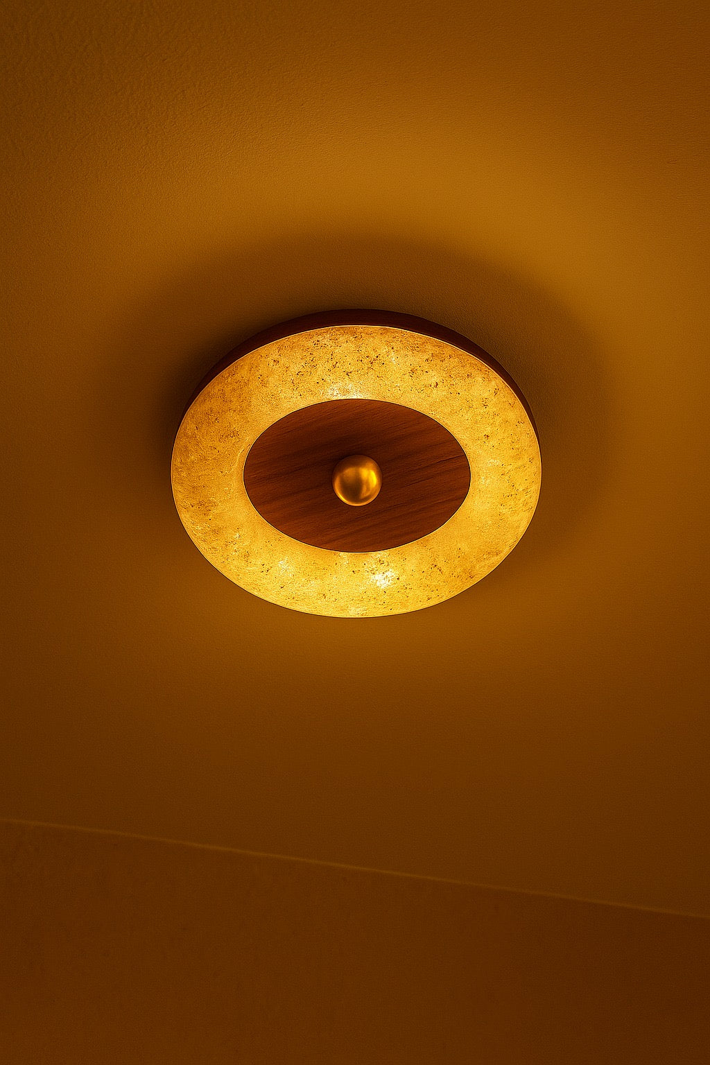 HDC Frost Halo Walnut Crystal Ring LED Ceiling Light