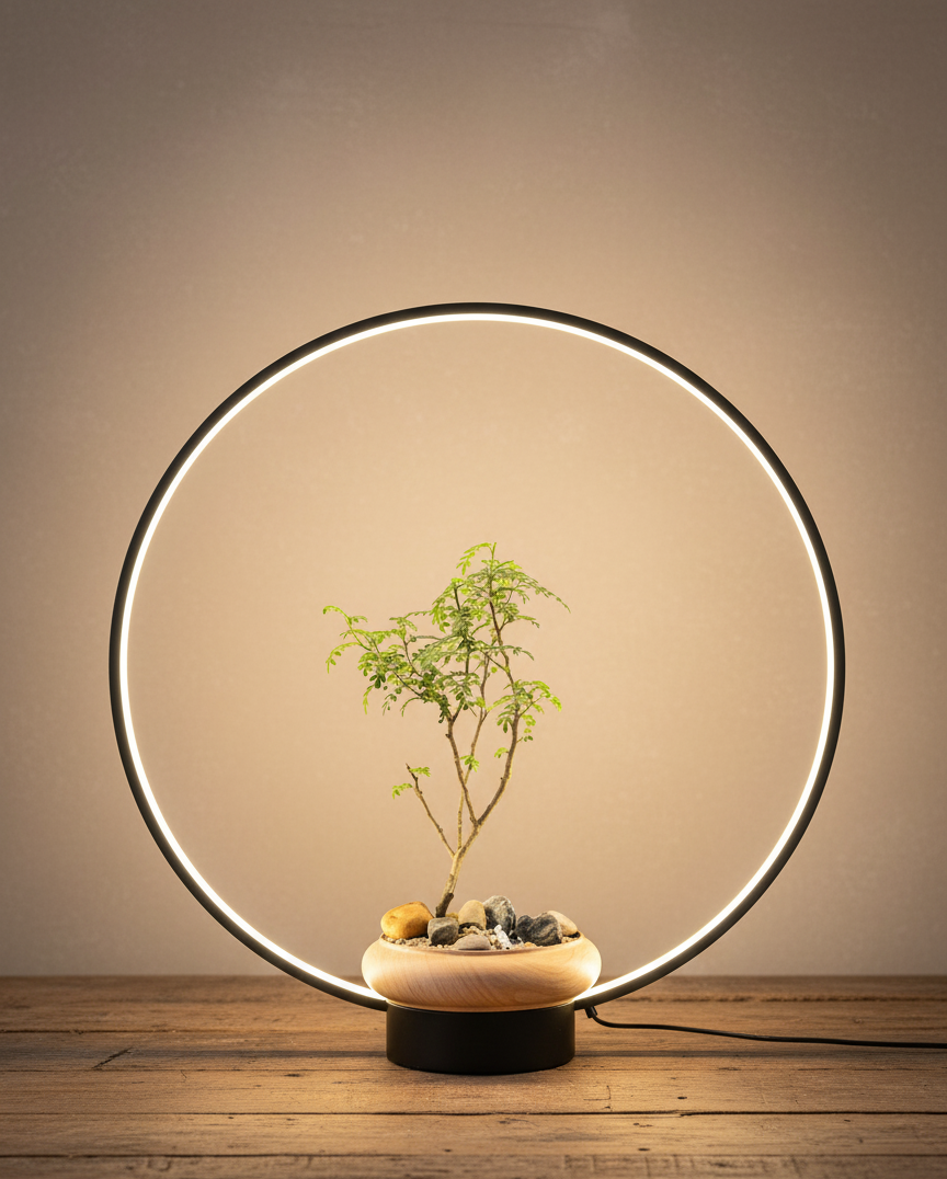 Hdc Round LED Lamp with Planter – Modern Decorative Table Lamps