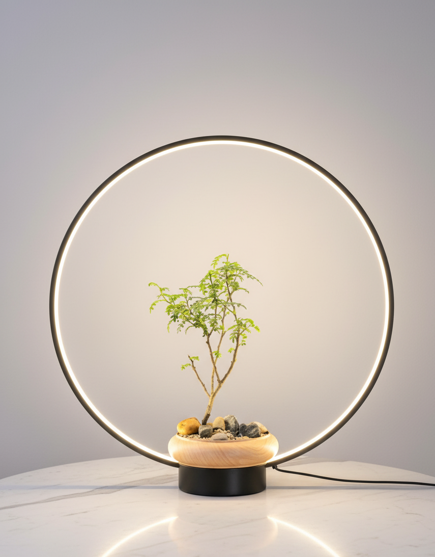 Hdc Round LED Lamp with Planter – Modern Decorative Table Lamps