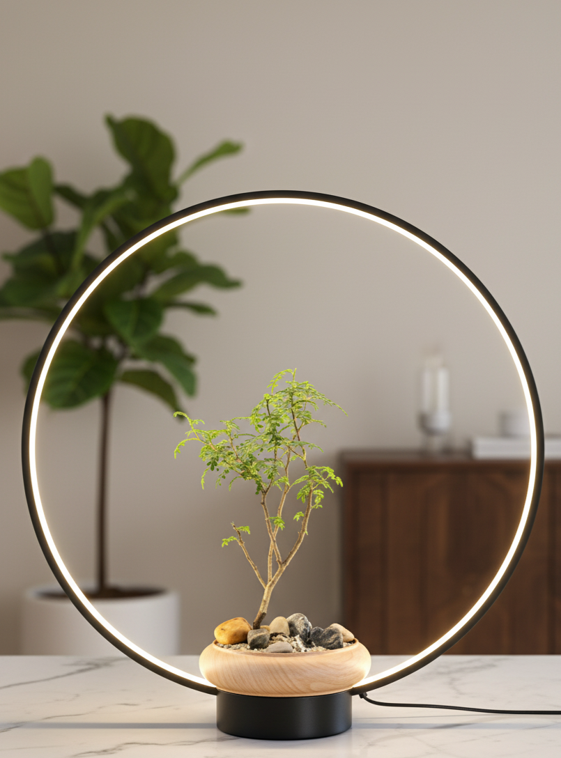 Hdc Round LED Lamp with Planter – Modern Decorative Table Lamps