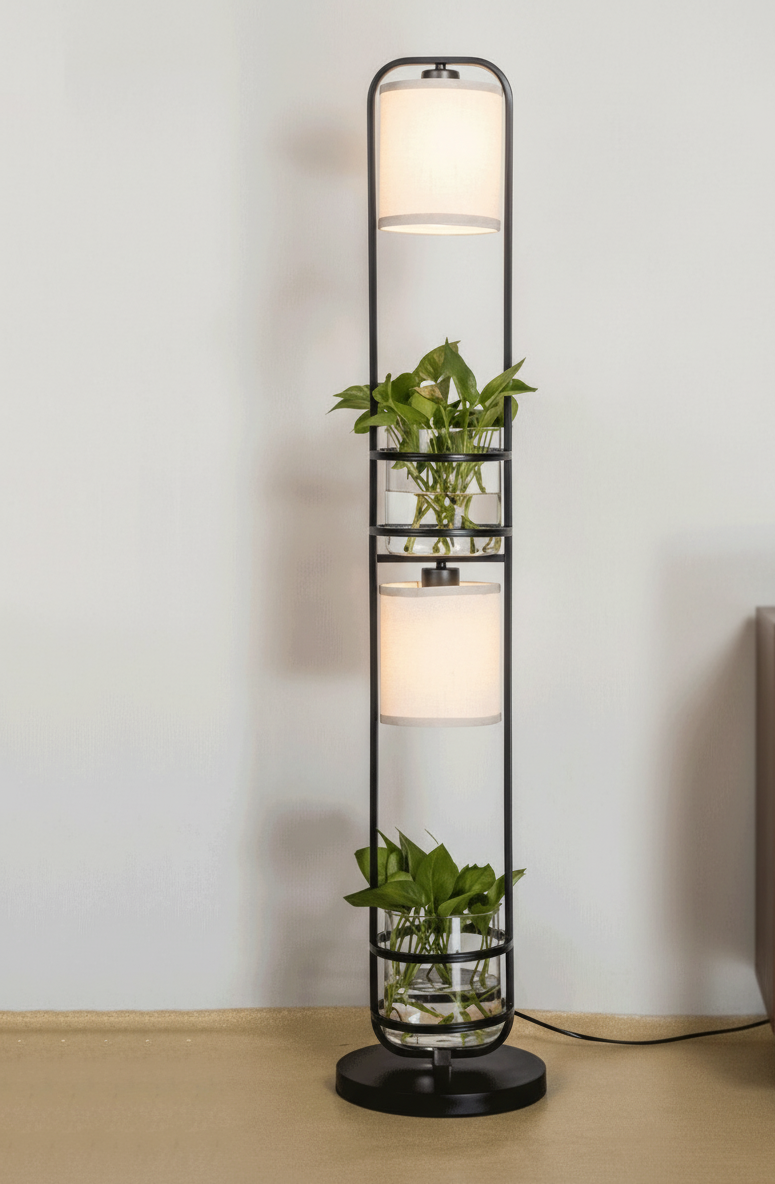 Hdc Planter LED Floor Lamp – Dual Light Modern Standing Lamp with Built-in Glass Planters