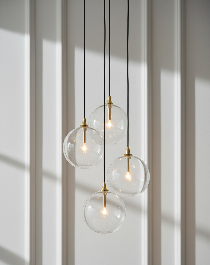Hdc Modern Minimalist Gold Transparent Glass Ball Pendant Ceiling Hanging Lamp