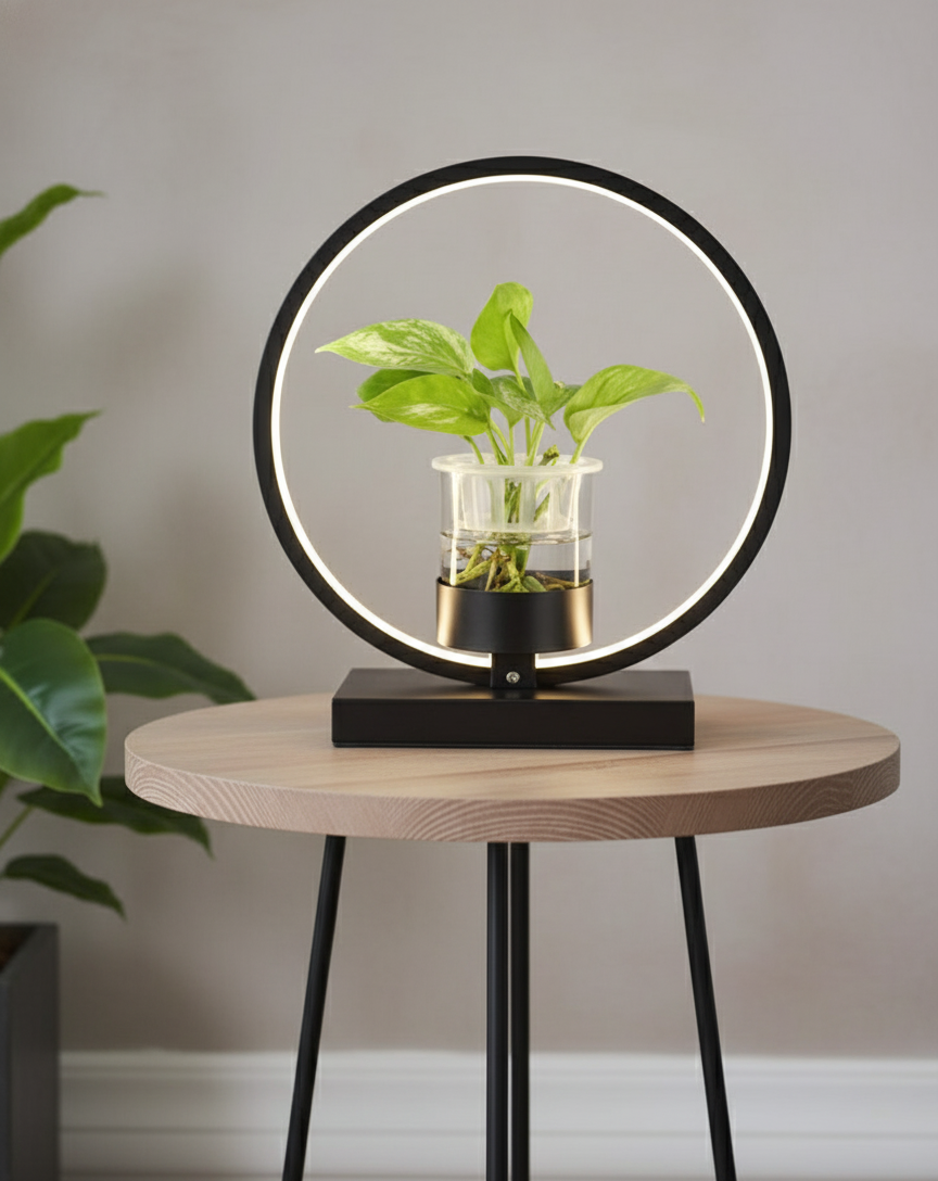 Hdc LED Round Lamp with Vase – Modern Minimalist Desk and Table Light