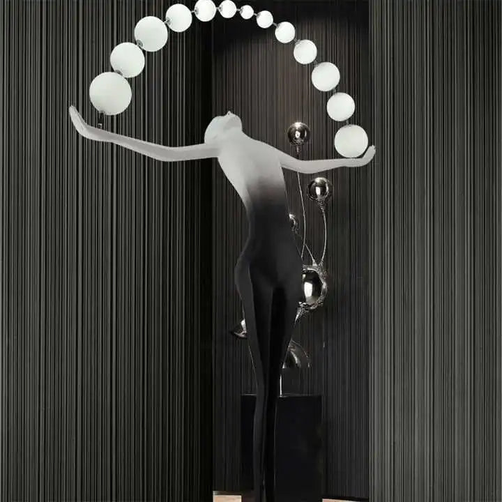 Hdc Black And White Lady Art Sculpture Living Room Creative Abstract Character Decorative Floor Lamp