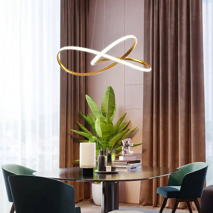 HDC Modern Minimalist Gold Led Pendant Lamp Art Spiral Design Light Fixtures
