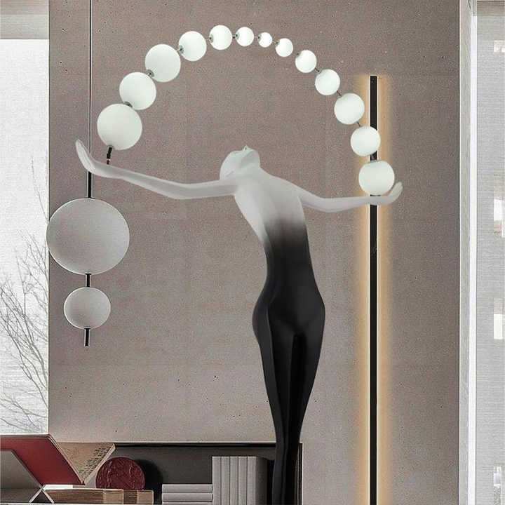 Hdc Black And White Lady Art Sculpture Living Room Creative Abstract Character Decorative Floor Lamp