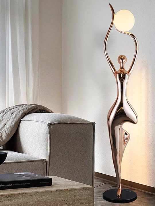 Hdc Rosegold Lady Art Sculpture Living Room Creative Abstract Character Decorative Floor Lamp