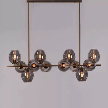 HDC 12 Light Pvc Coated Smoky Glass Chandelier Ceiling Lights Hanging - Warm White