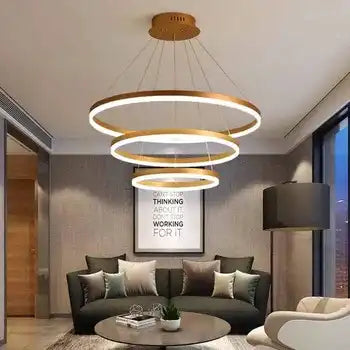 HDC Light Ring Gold Brushed Metal Led Chandelier Hanging Ceiling L