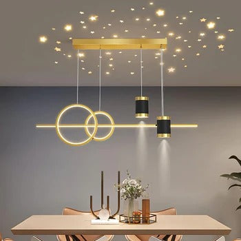 Linear Chandelier Ceiling Light LED Exquisite Curved Wavy Helix, Aluminum -  Dia120cm*H15.5cm / Dia47.24'' x H6.1'' / Gold