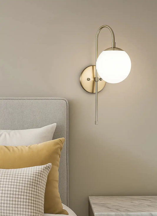 HDC Gold Finish 1 Head Frosted Glass Ball Light Wall Lamp For Living Room