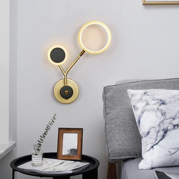 HDC Nordic Minimalist bedroom bedside living room golden black LED wall lamp