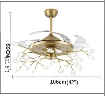 HDC Simple modern invisible fan chandelier Nordic restaurant ceiling fan light living room American luxury bedroom light firefly light