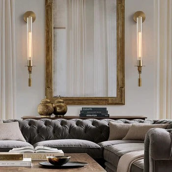 HDC Tubular Clear Glass 1 Bulb Gold Sconce Creative LED Wall Lamp
