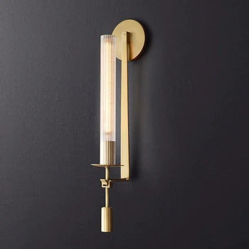 HDC Tubular Clear Glass 1 Bulb Gold Sconce Creative LED Wall Lamp
