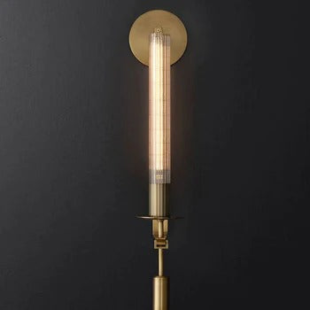 HDC Tubular Clear Glass 1 Bulb Gold Sconce Creative LED Wall Lamp