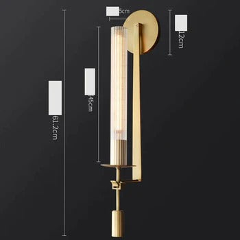 HDC Tubular Clear Glass 1 Bulb Gold Sconce Creative LED Wall Lamp