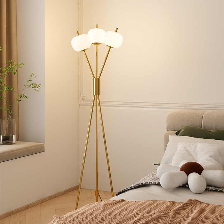 Hdc Glass Ball Gold Tripod Metal Stand Floor Lamp For Living Room Bedroom
