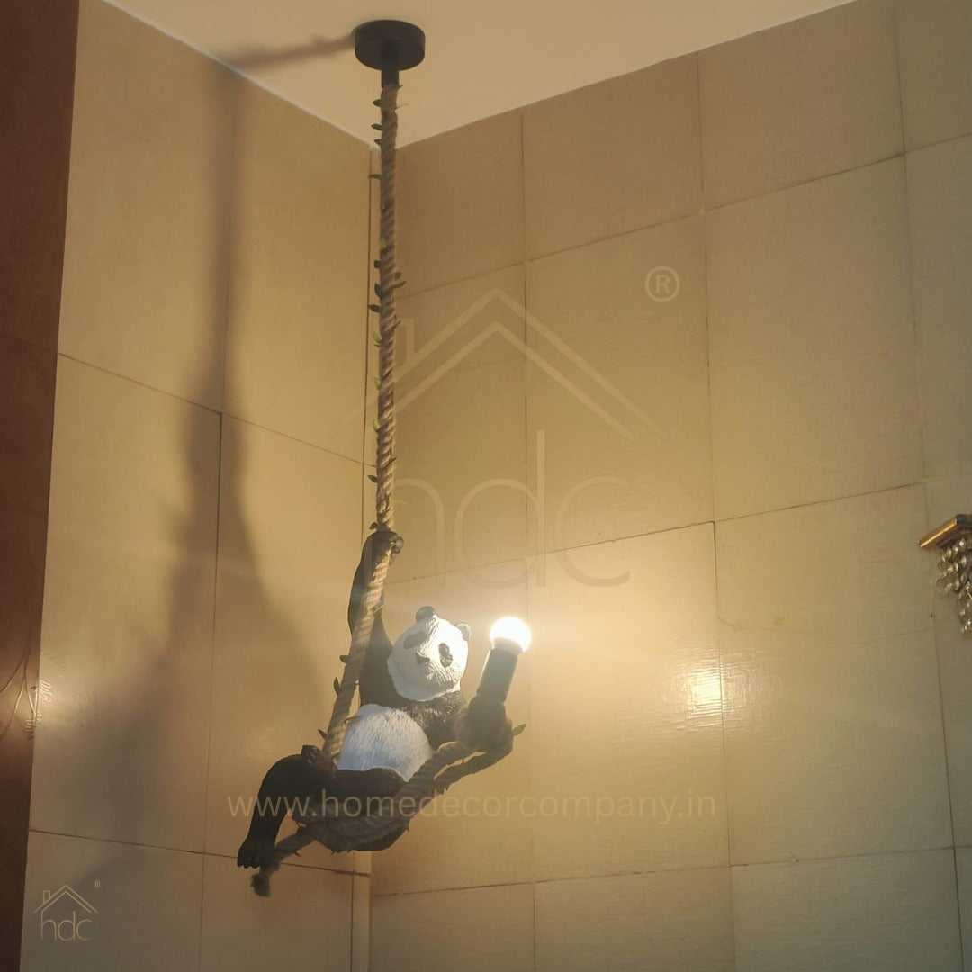 HDC Panda Hanging Light Decorative Ceiling light Pendant Light With Hemp Rope