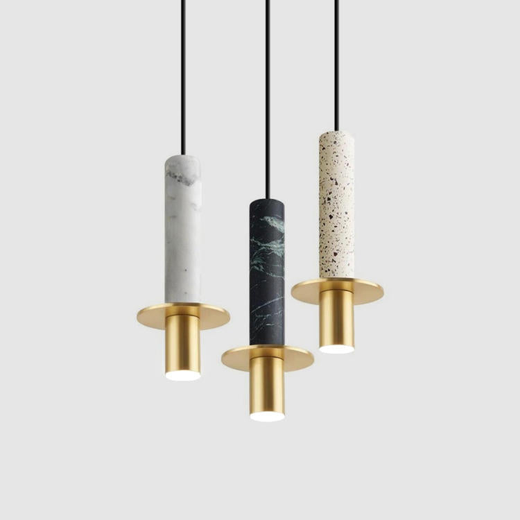 HDC Modern Nordic Modern Minimalist Natural Stone Droplight Pendant Lamp For Living Room Luxury Restaurant (White)