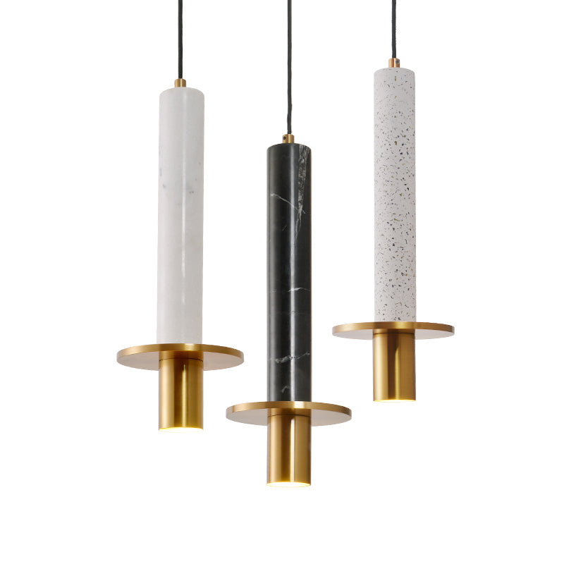HDC Modern Nordic Modern Minimalist Natural Stone Droplight Pendant Lamp For Living Room Luxury Restaurant (White)