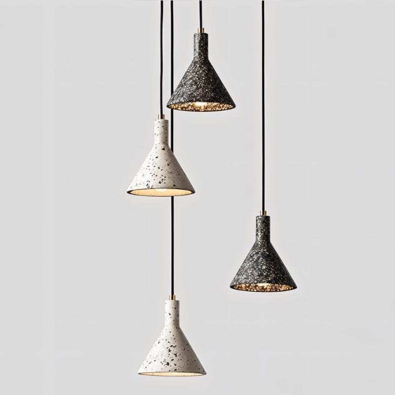 Hdc Nordic Modern Pendant Lamp for Beside Bedroom Living Dinning Room Light Creative Hanging Terrazzo Pendant Lighting (Black)
