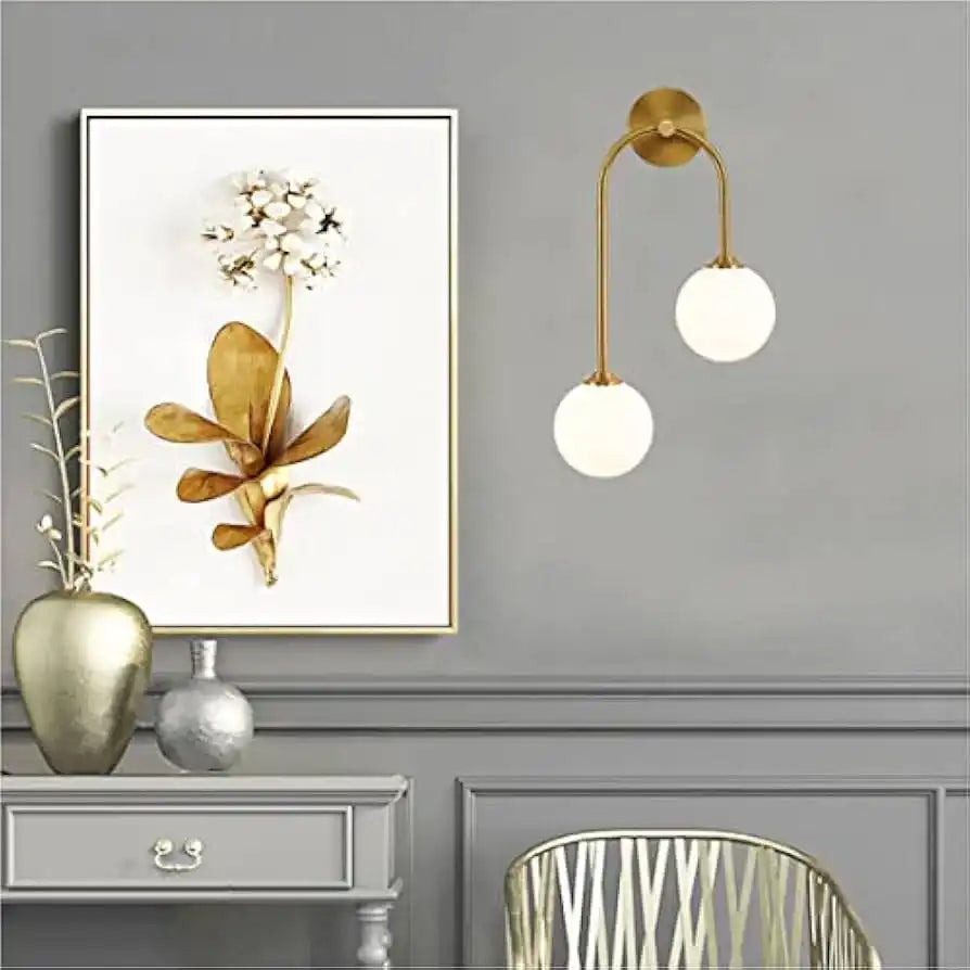 HDC Gold Frosted Glass Ball Wall Light Shape Metal - Gold Warm White