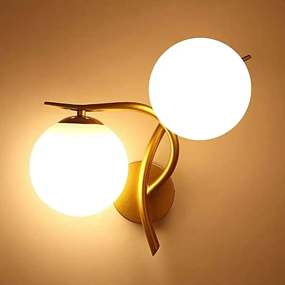 Hdc New Nordic Style Golden Frosted Glass Ball Wall Sconce For Bedroom Bedside Corridor