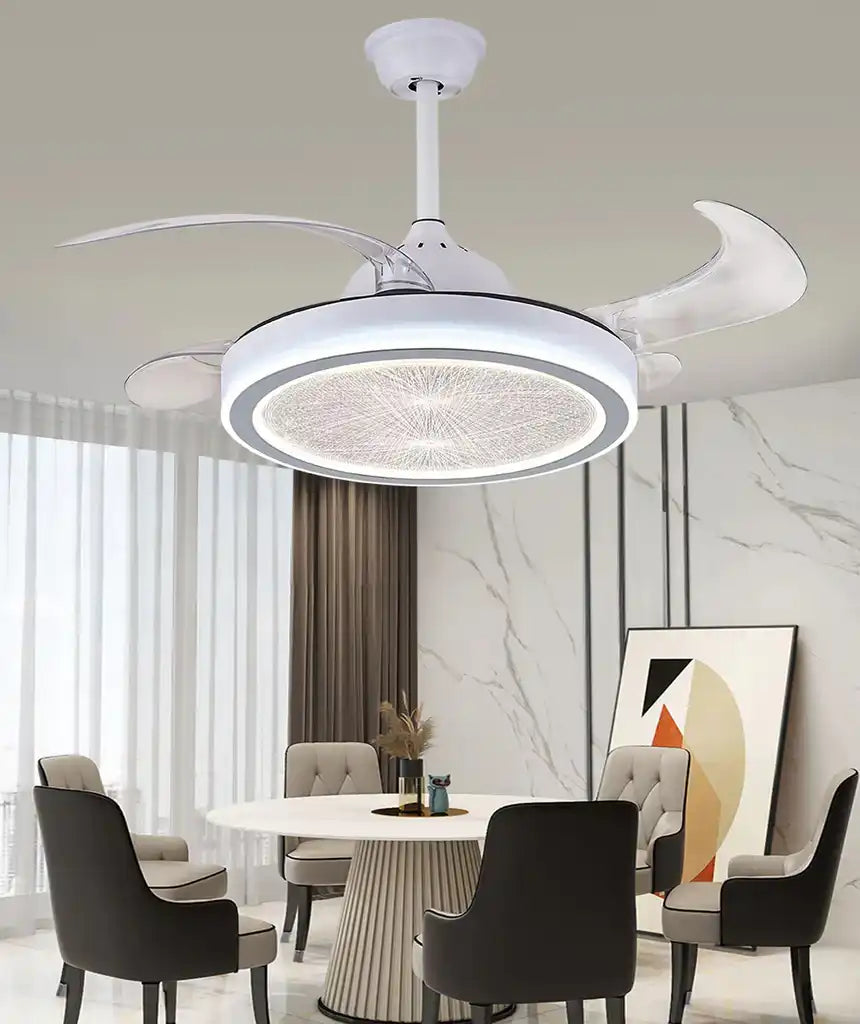 Hdc Invisible Ceiling Fan Chandelier With Remote Control 4 Retractable Abs Blades