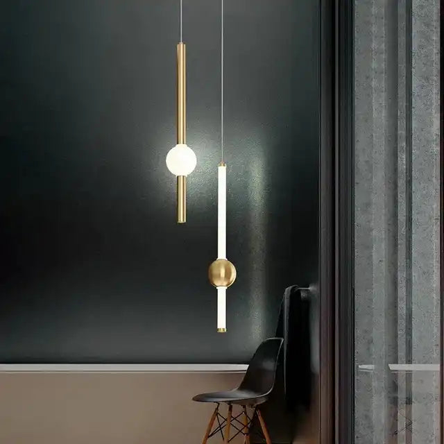 HDC 2 Light Creative White Gold Ceiling Pendant Lamps for Bedside Bedroom Living Room