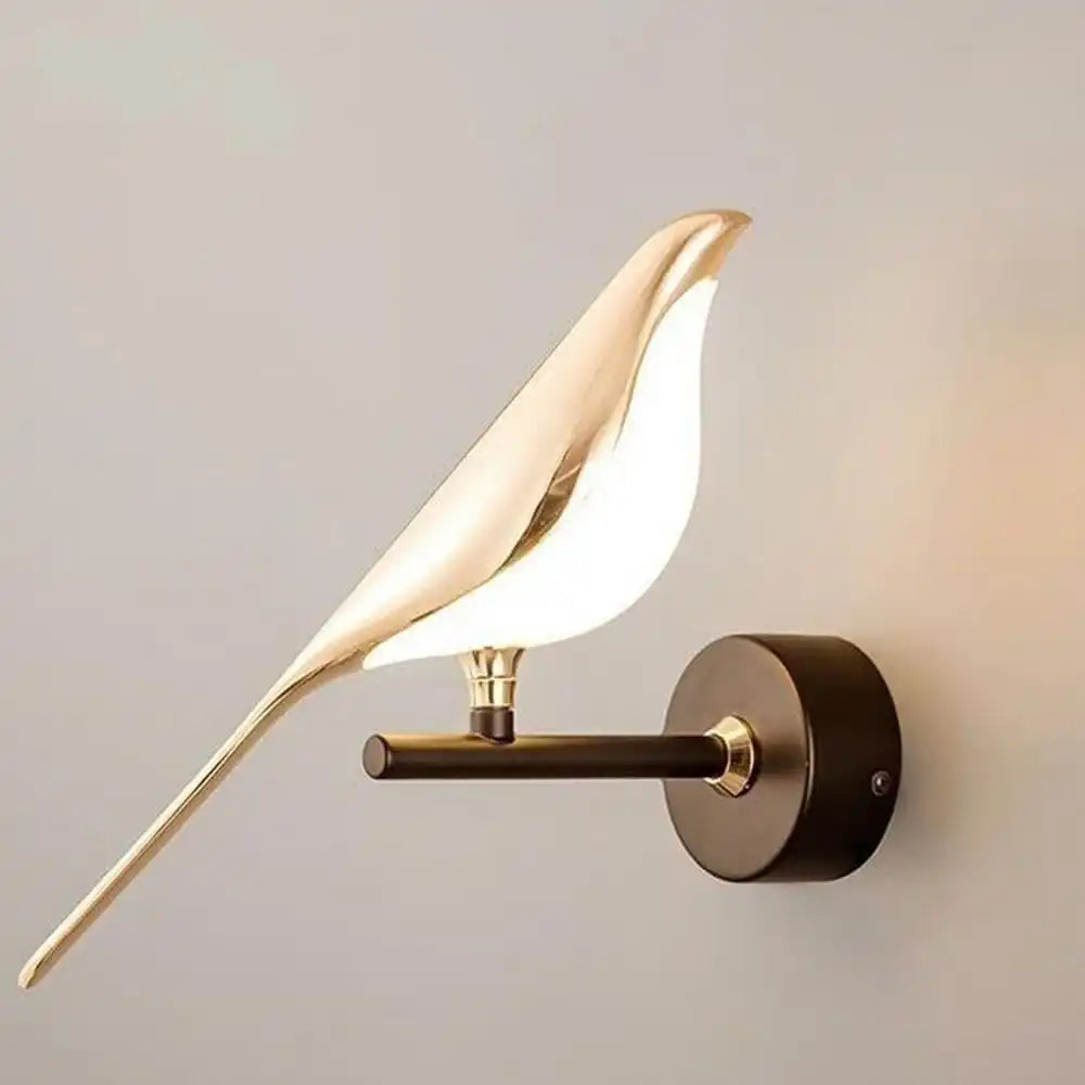 HDC Led Bird Modern Gold Black Metal Wall Light For Drawing Room - Tricolor