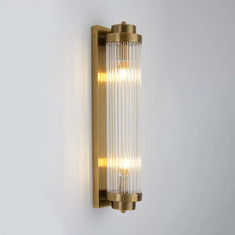 HDC Gold Crystal Cylindrical Shade Wall Lamp For Drawing Room - Warm White