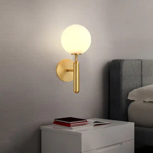 HDC Gold Finish 1 Head Frosted Glass Ball Light Wall Lamp For Living Room