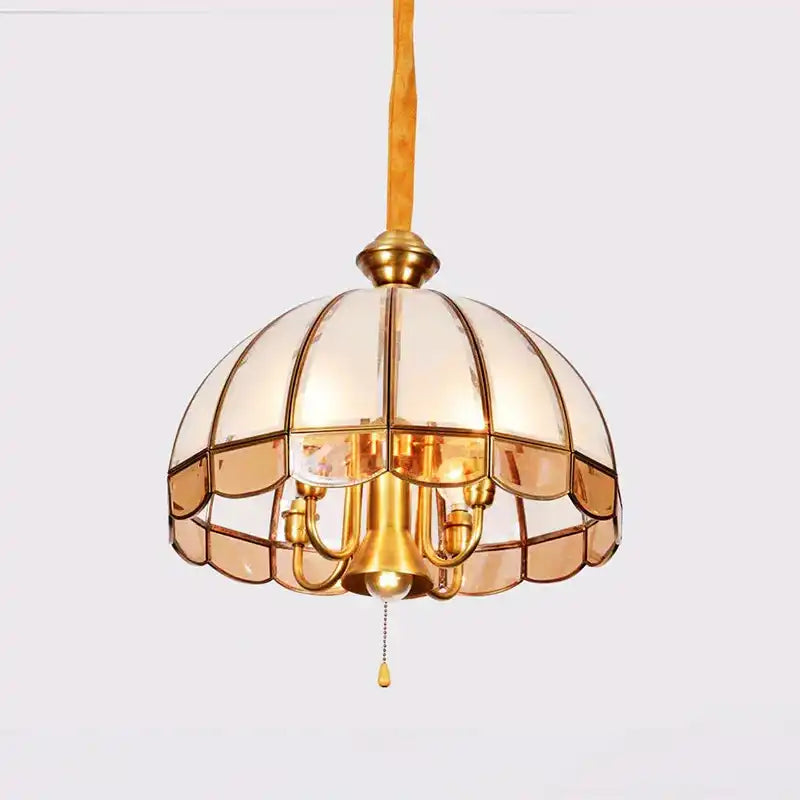 Hdc 5 Lights European Copper Frosted Glass Pendant Light Chandelier