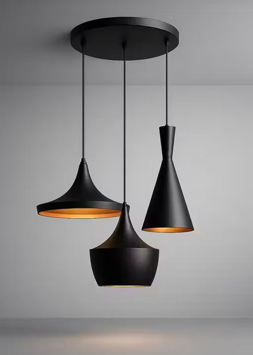 HDC Modern Trio Black Metal Pendant Cluster Light For Living Room