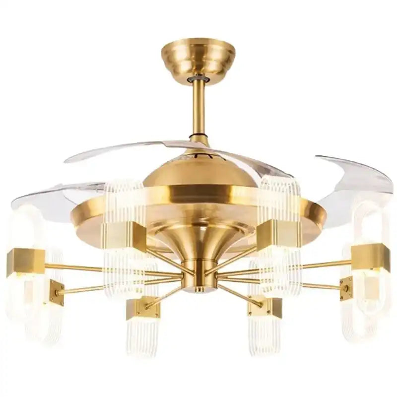 Hdc 6 Light Transparent Ceiling Fan Chandelier Remote Controlled For Living Room Drawing Room - HDC Lights