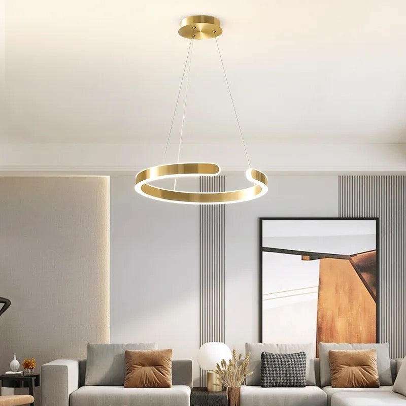 HDC 300mm Gold Ring Pendant Ceiling Lamp Light Fixture - Tricolor