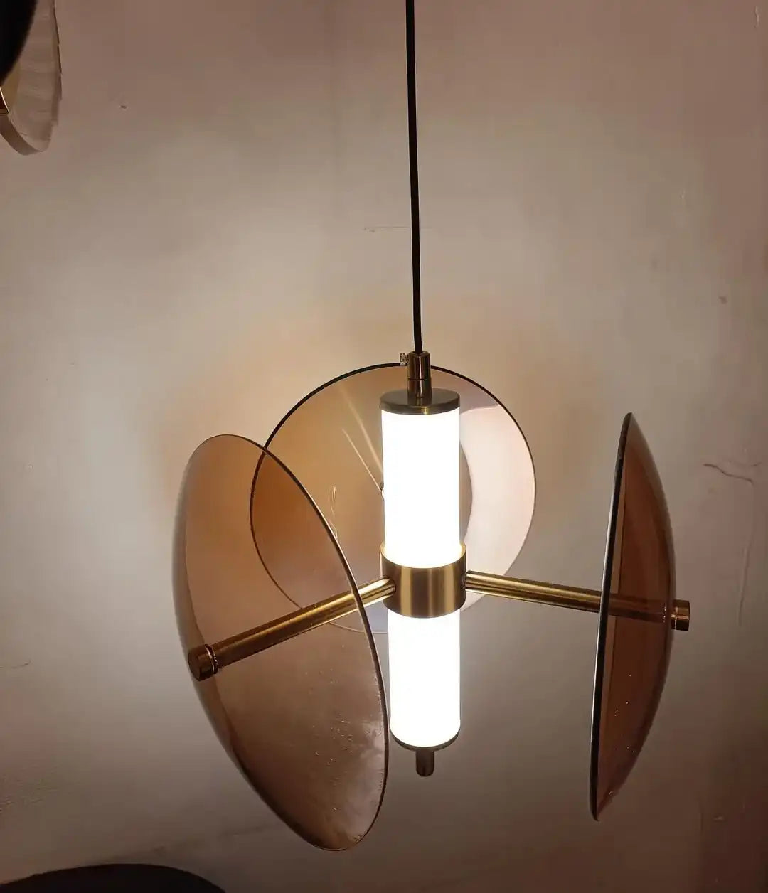 HDC Led 1 Light Tube Amber Glass Pendant Ceiling Lamp Light Fixture - Tricolor