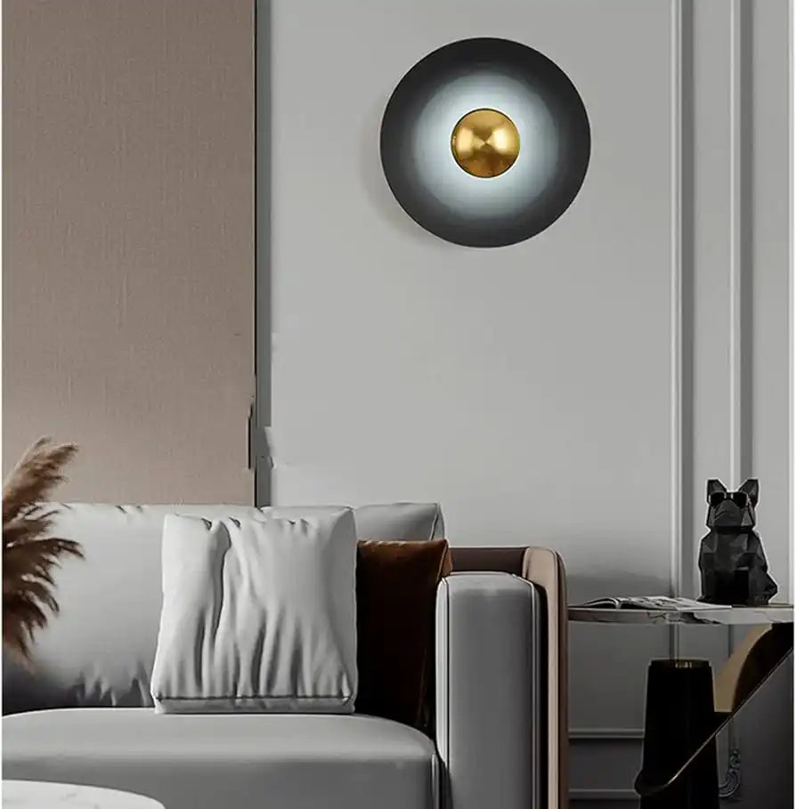 Hdc Contemporary Black Creative Macaron Flying Saucer Hardware LED Wall Sconce Lamp For Bedroom- Tricolor