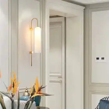 Hdc Long Glass Wall Light Modern Copper Metal Bedroom Living Room Wall Light
