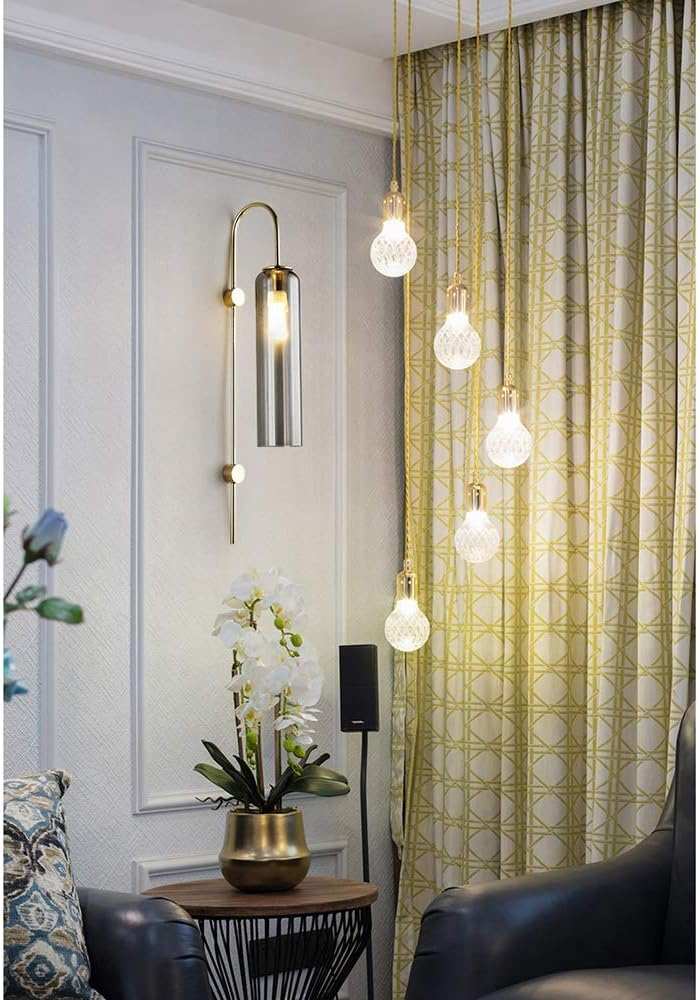 Hdc Long Glass Wall Light Modern Copper Metal Bedroom Living Room Wall Light