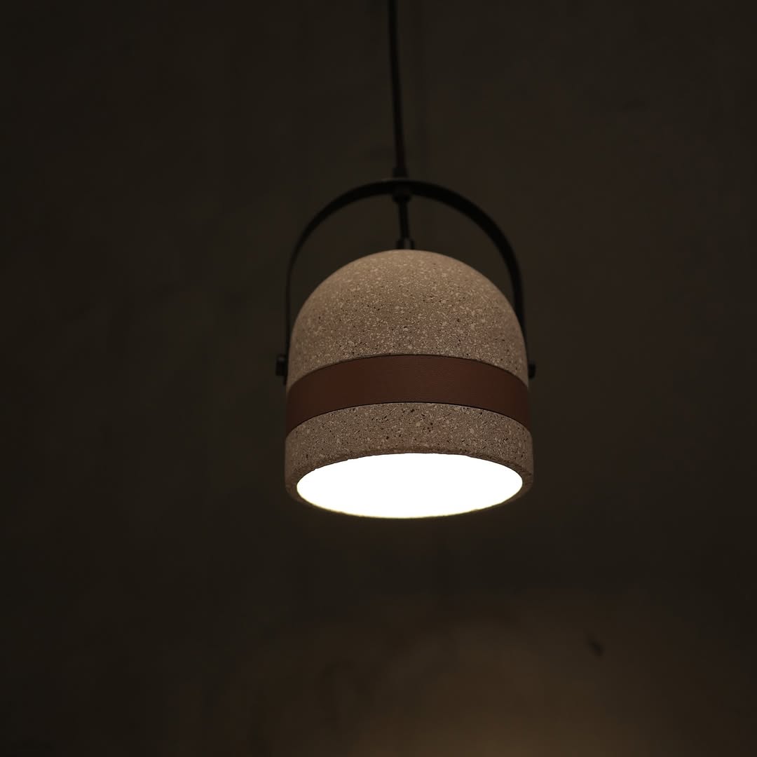 Hdc Nordic Creative Cement Leather Cylinder 1-Light Pendant Light