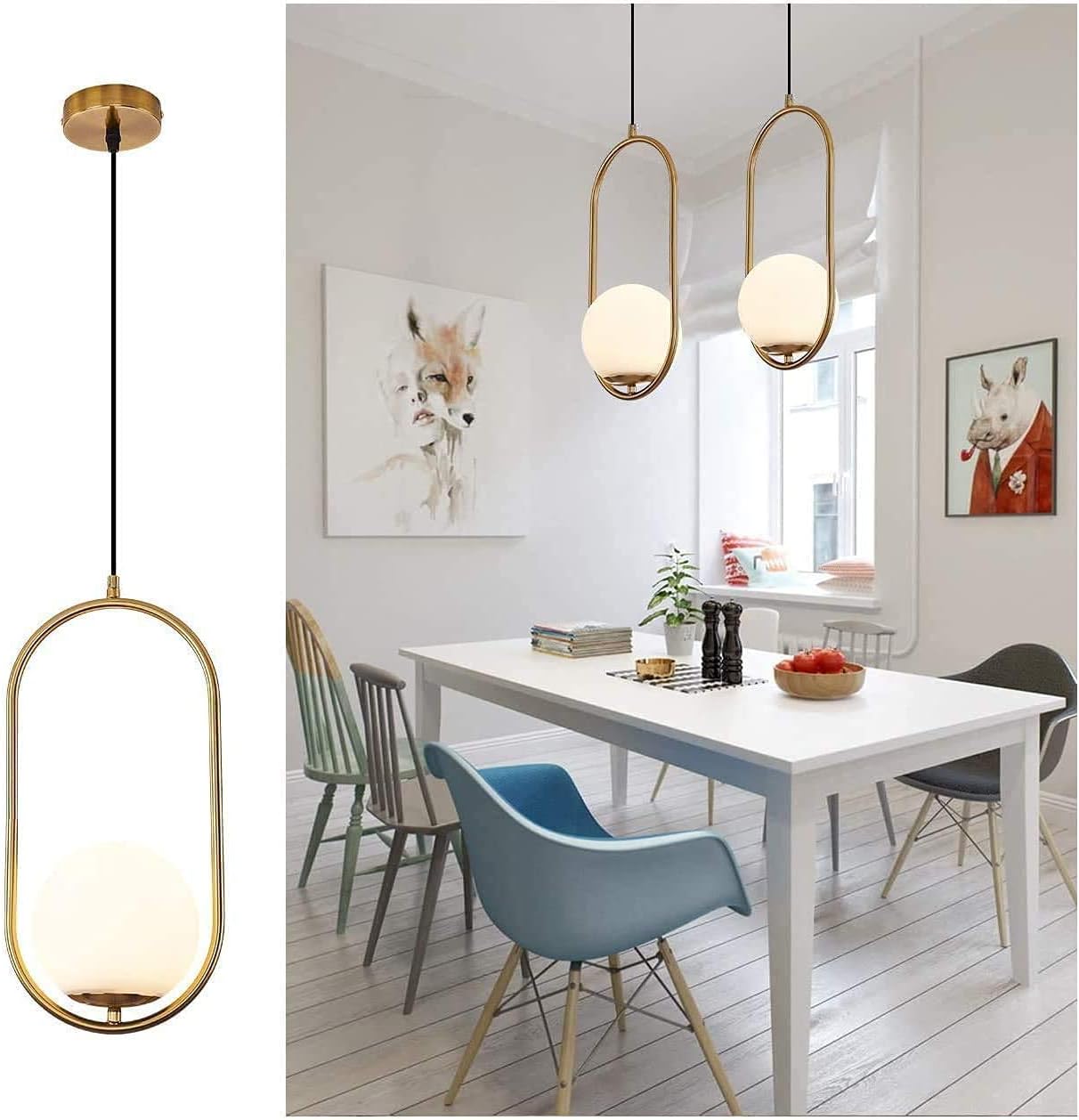 Hdc 1 Light Modern Led Gold Frosted Ball Pendant Lamp Chandelier Ceiling Light - Warm White - HDC.IN