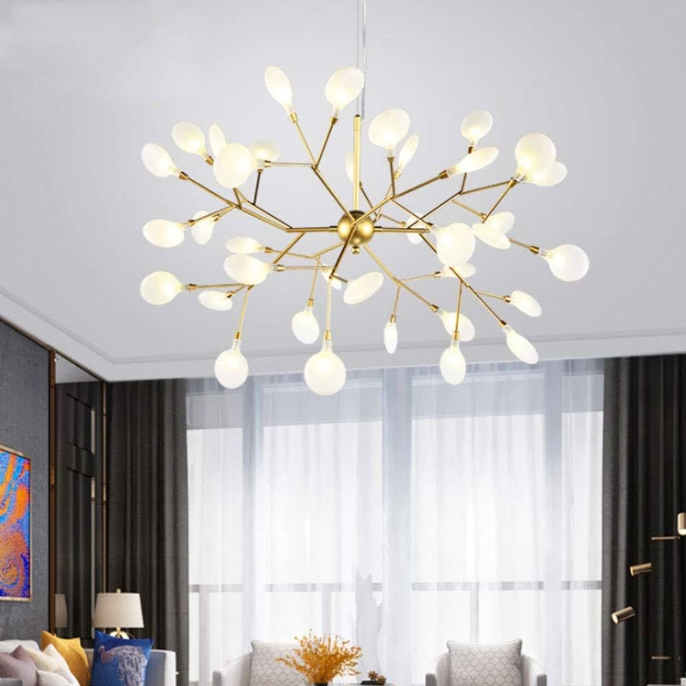 HDC 27/45 Lights Nordic Style Sputnik Firefly Gold Frosted Glass Led Ceiling Light - Warm White