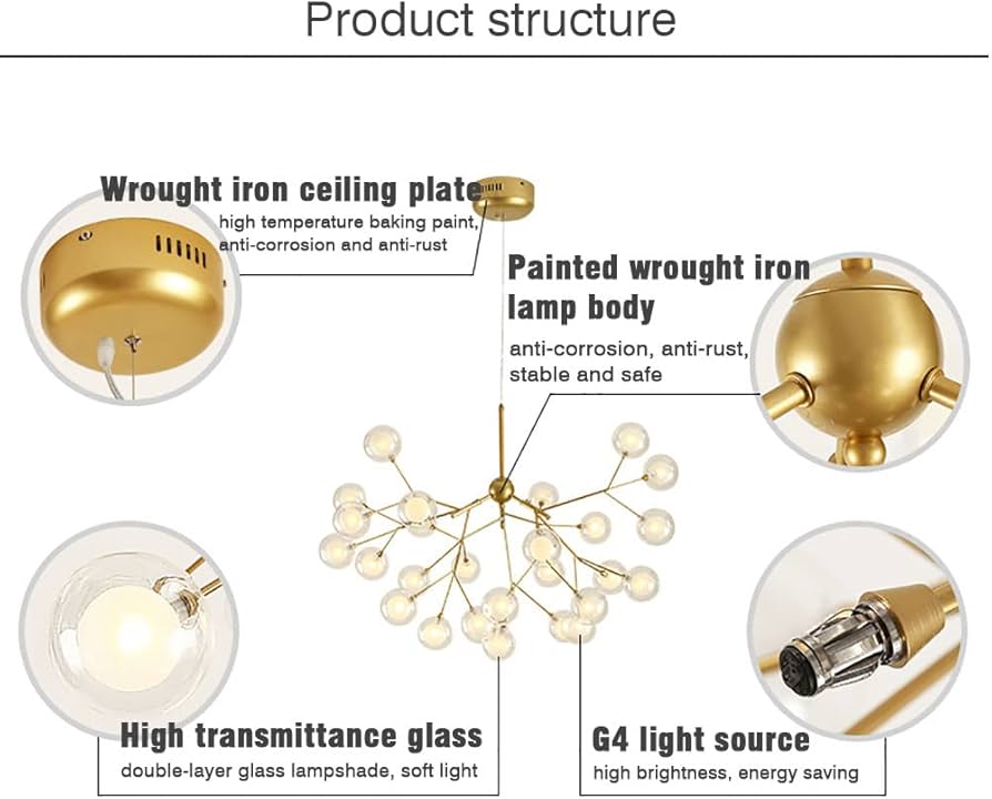HDC 27/45 Lights Nordic Style Sputnik Hand Blown Clear & Frosted Glass Led Ceiling Light - Warm White