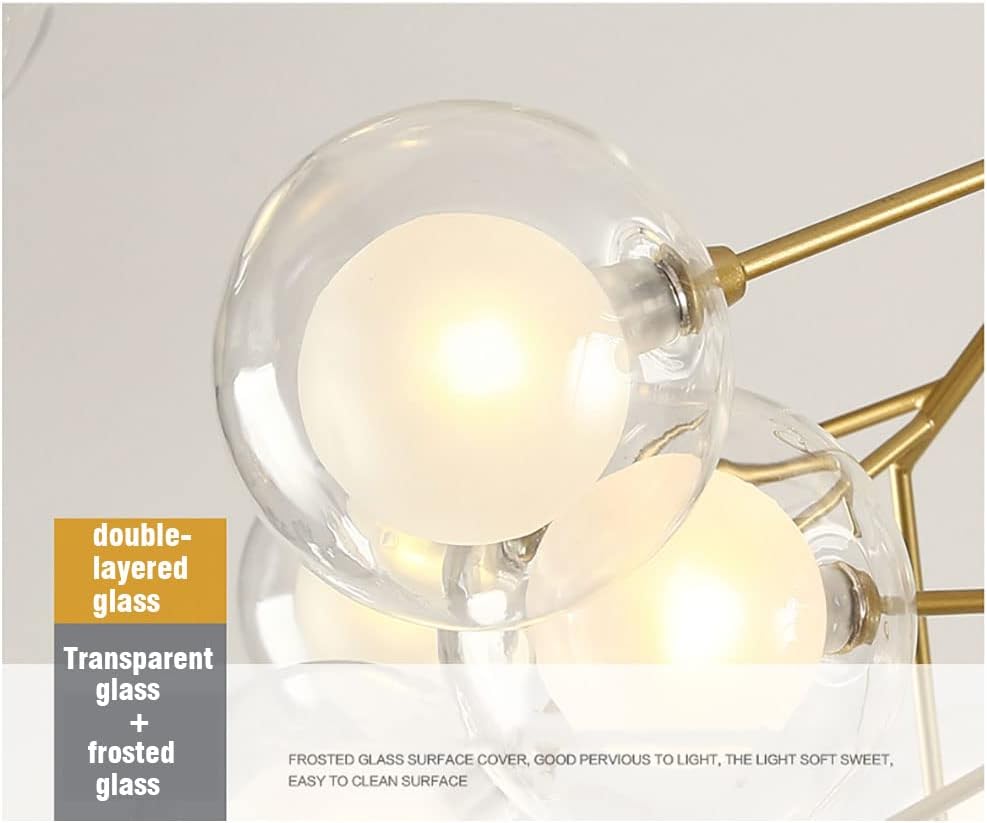 HDC 27/45 Lights Nordic Style Sputnik Hand Blown Clear & Frosted Glass Led Ceiling Light - Warm White