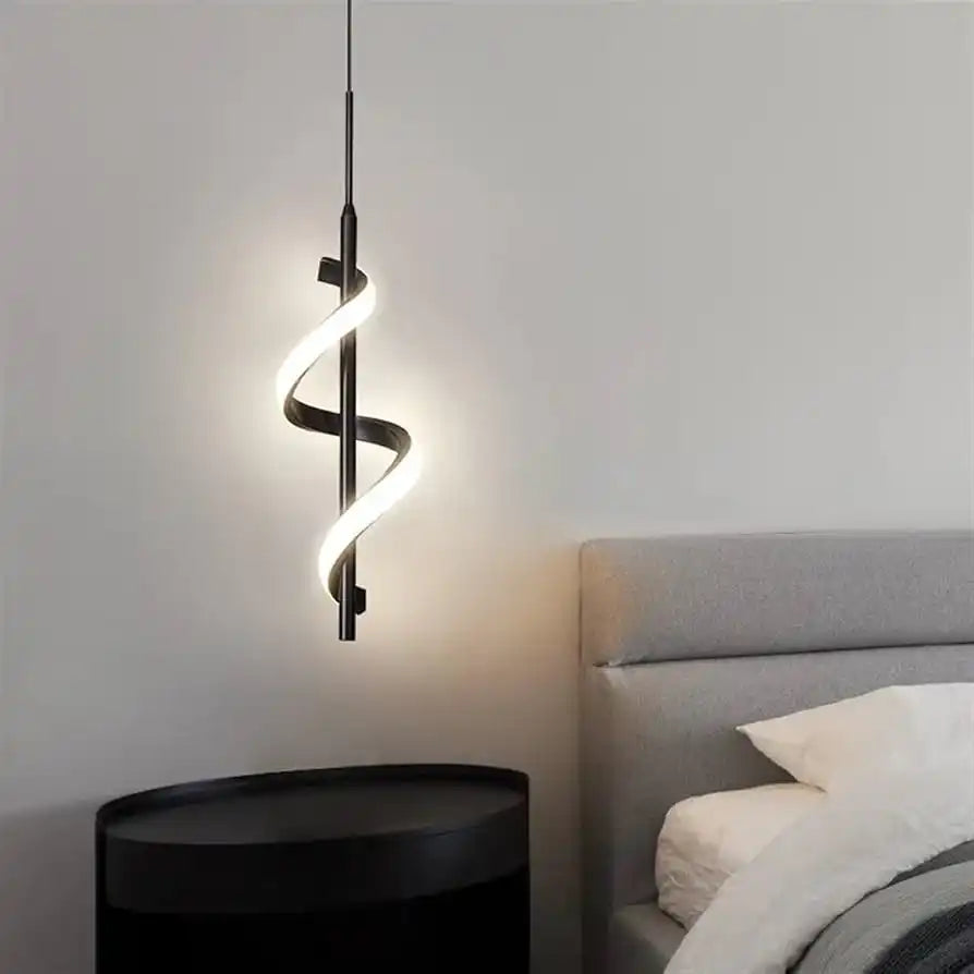 HDC Led Black Acrylic Curl Island Ceiling Pendant Light- Tricolor