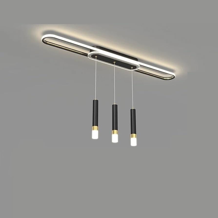 Hdc 3 Lights Modern Acrylic Ceiling Track Light With Adjustable Length Pendant Lamp Black Hanging Light