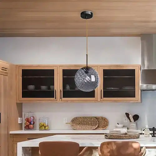 Hdc Amber/Smoke Hand Blown Glass Lighting Modern Ceiling Hanging Light Fixture